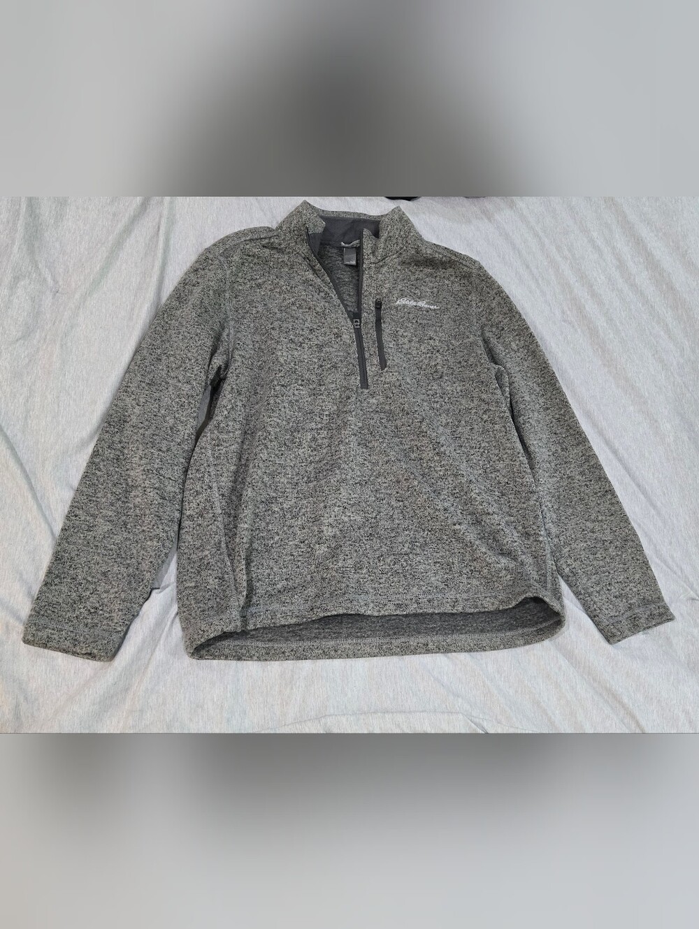 MENS EDDIE BAUER L CHARCOAL GREY RADIATOR SWEATER FLEECE 1/4 ZIP PULLOVER